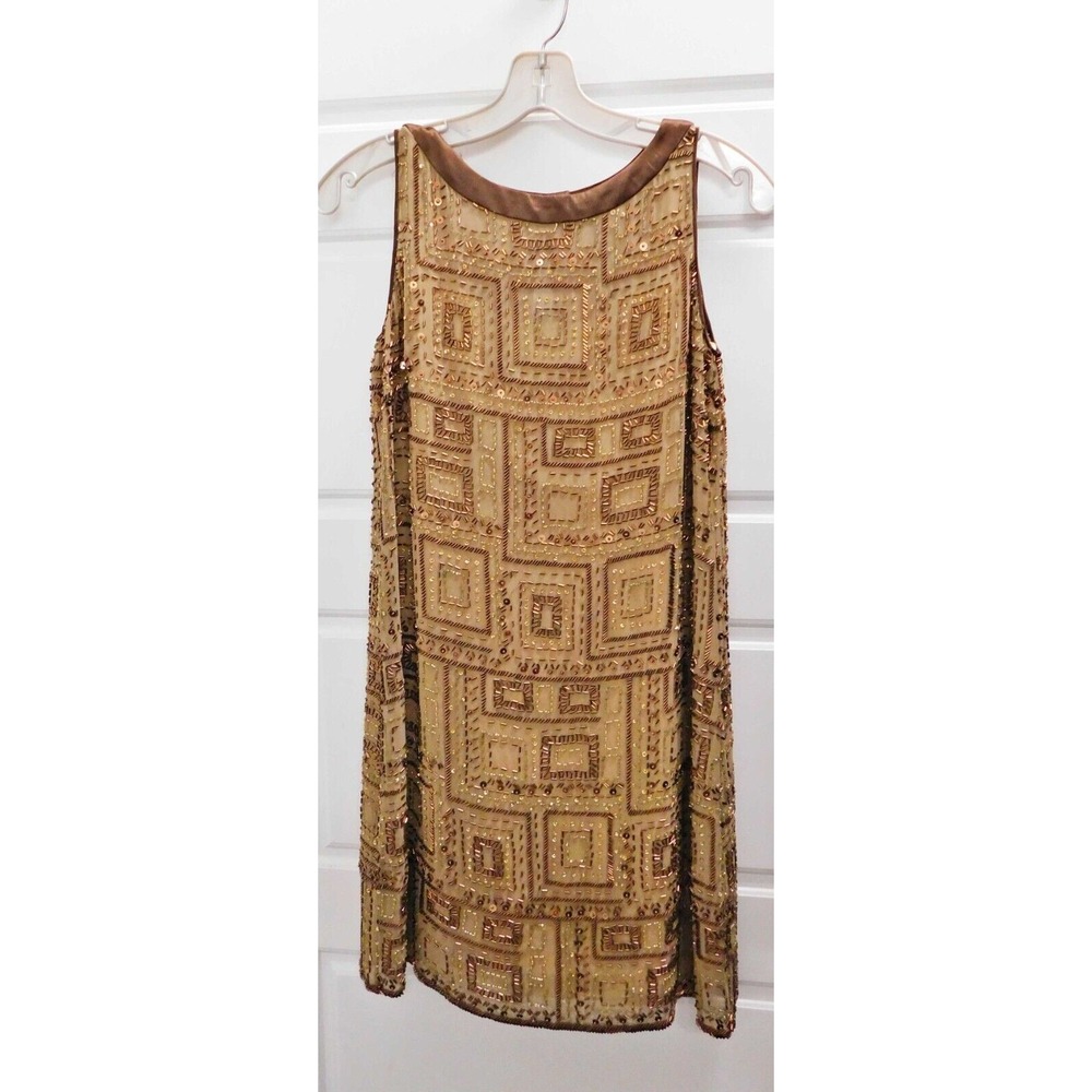 New Marc Bouwer Glamit! Copper Beaded Cocktail Mini Dress $695rt Size 2
